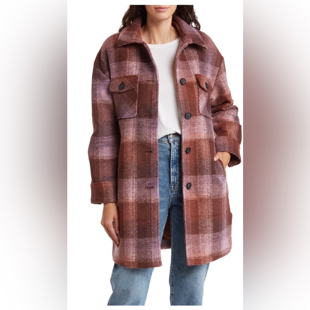 Lucky Brand Plaid Brushed Fleece Shacket